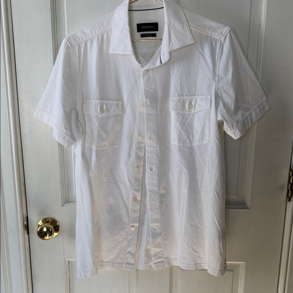 Bugatchi Men's Classic White Button Down Shirt